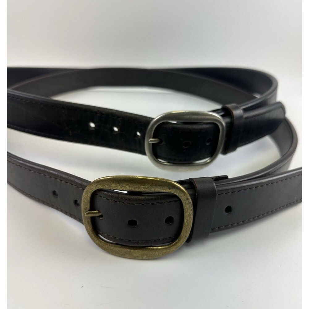 Cabelas Belts Lot of 2 Brown And Black Mens Size 46 Adjustable Silver Bronze
